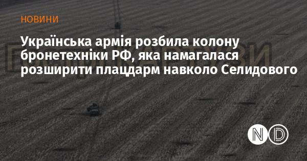 Українські військові завдали удару по колоні російської бронетехніки, що намагалася розширити свої позиції поблизу Селидового.